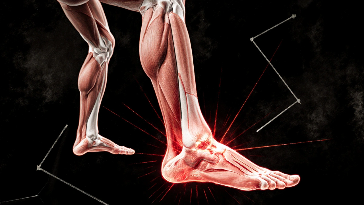 Schéma anatomique montrant le transfert d&#039;énergie des hanches au pied lors d&#039;un coup de pied circulaire en karaté.