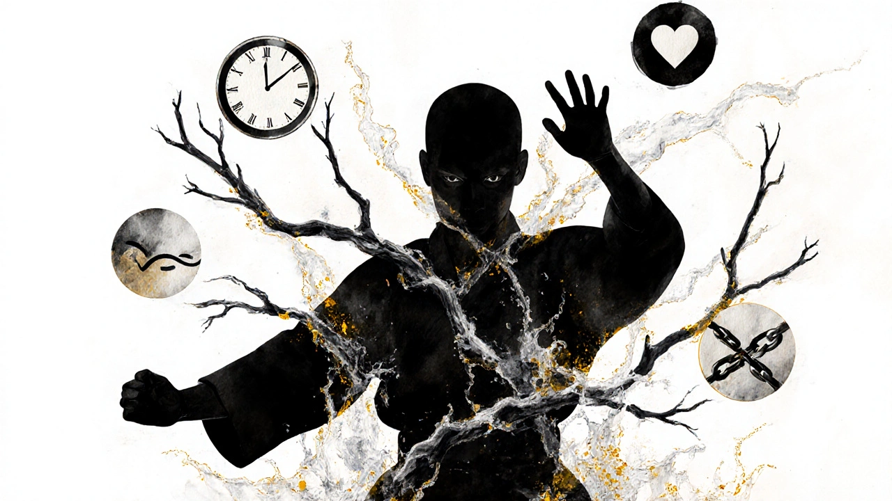 Silhouette humaine symbolisant la transformation par le karaté, intégrant respiration, confiance et liberté.